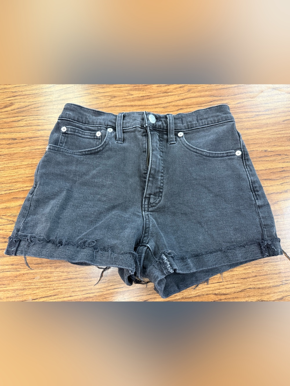 Madewell Washed Black Denim Cutoff Shorts